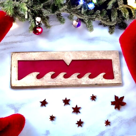 Vintage Mexico Sterling Silver Brooch Transparent Red Enamel Modernist - Picture 1 of 11